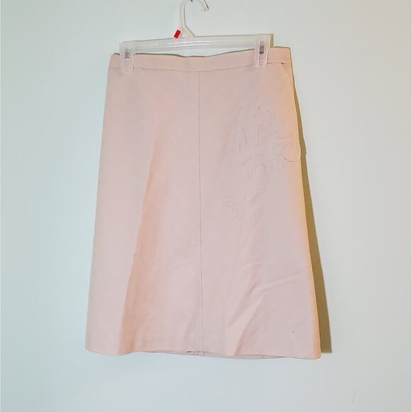 BCBGMAXAZRIA Y2K Minimalist Raised Print A-Line Nude Beige Cotton Skirt Size 4 - Picture 4 of 8